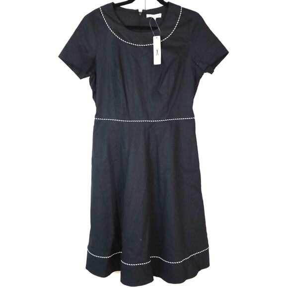 NWT DE Collection Black COTTON Dress Fit and Flare Short Sleeve Classic Medium - Picture 1 of 8